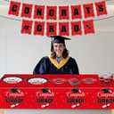 126PCS Graduation Party Decorations of Class 2025 - Including Disposable Paper Plates, Congratulation Banner, Tablecloth, Cups & Napkins for graduation party Supplies