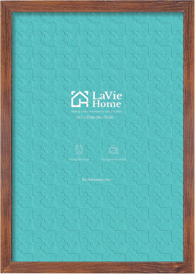 LaVie Home 19.7x27.6 Picture Frame Brown, Puzzles Frame for Wall Decoration, Classic Brown Minimalist Style Suitable for Decorating Houses, Offices, Hotels, Puzzles Posters Photos or Artwork1 Pack