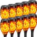 Solar Lights Outdoor: 10 Pack Solar Torch Lights Outdoor Flickering Flame for Halloween Decorations Outdoor - Waterproof Solar Garden Lights - Torches Flame Light for Yard Patio Pathway Lawn Decor
