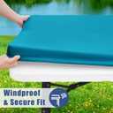 Moosfor Spandex 4 Foot Rectangle Table Cloth 2 Pack, Elastic Fitted Tablecloths for Picnic, Stretch Washable Patio Table Cover for Outdoor, Camping, Banquet and Parties (Teal, 30"x48")