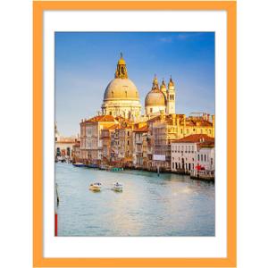 wyooxoo 18x24 Poster Frame Orange Made of Solid Wood Picture Frames Display Pictures 16x20 with Mat or 18x24 Without Mat Colorful Frame For Horizontal Vertical Wall Mounting