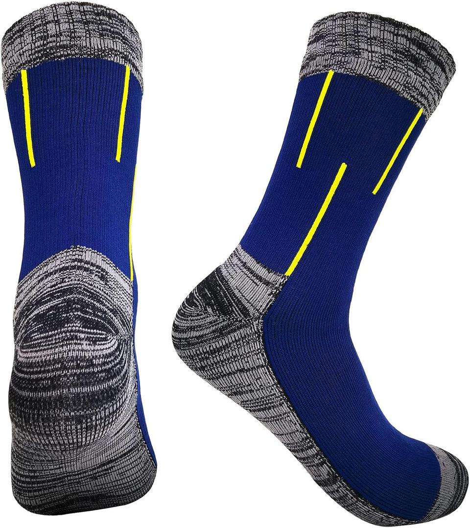 Fullsheild Men's Waterproof Hiking Socks, Unisex Breathable Outdoor Athletic Hiking Wading Trail Running Skiing Crew Socks (Small, Blue)