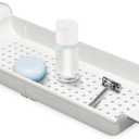 madesmart Expandable Bath Shelf, Adjustable Bathtub Tray for Bath-Night, Holds Glasses, Soaps, Toys & Bath Essentials, Non-Slip Grip, Fits Most Tubs, White