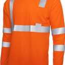 JORESTECH Safety Long Sleeve Shirt with High Visibility Reflective Strips and Front Pocket, ANSI Compliant (4X-Large, Orange)