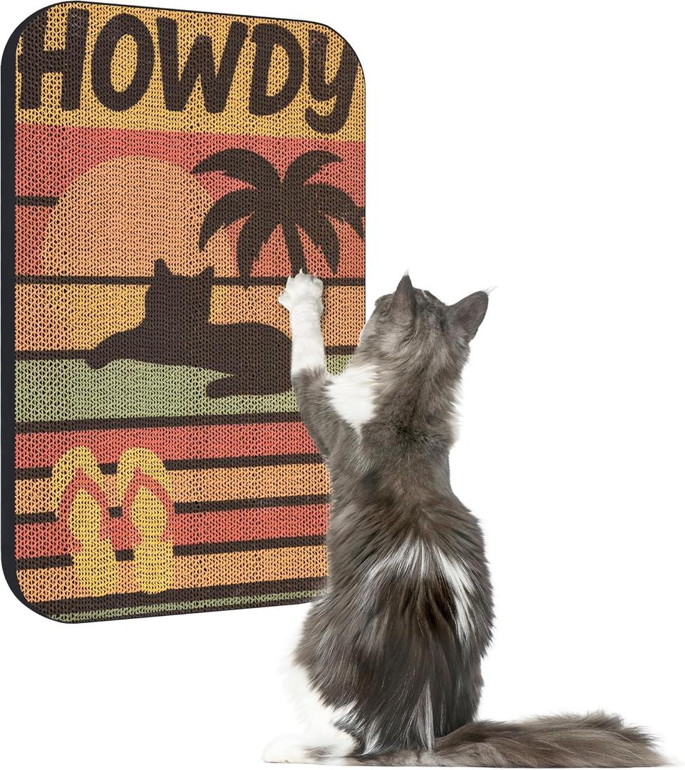 Art Cat Scratcher, Wall-Mountable Cat Scratching Board, Cat Wall Scratcher 16.7x11x1 Inch Cat Scratch Pad and Cat Scratchers for Indoor Cats Toy Furniture ProtectorBeach