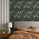 REDAMANCY Dark Black Vintage Botanical Plants Green Leaf Peel and Stick Wallpaper Stick on Contact Paper Vintage Wall Paper Easy Peel Off for nightstand Drawer Cabinet Renter