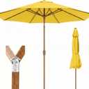 9ft Outdoor Patio Umbrella, Market Table Umbrella with Crank and Easy Push Button Tilt, Wood Grain Frame, UPF 50+ for Pool, Garden, Deck, Backyard
