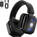 PHOINIKAS Wireless Gaming Headset for PC, PS5, PS4, 2.4GHz USB & Type-C Gaming Headphones with Mic, 7.1 Stereo Sound, 30+Hr Battery Gamer Headsets for Switch, Laptop, Mac -Black