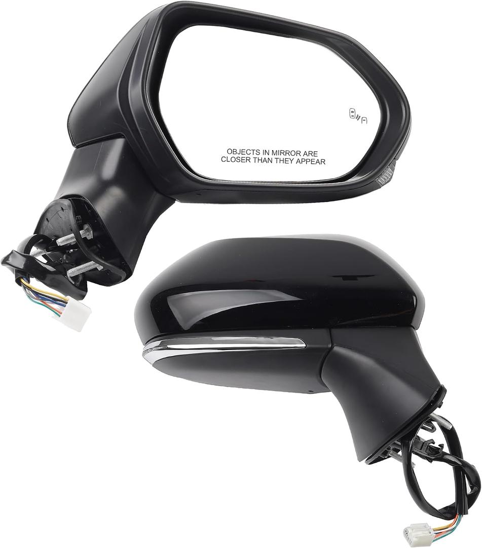 Dasbecan Right Passenger Side Door Mirror Compatible with 2018-2024 Toyota Camry Power Glass Heated Turn Signal Blind Spot Detection Manual Folding Repalces# TO1321368 87910-06840 7PINS Black