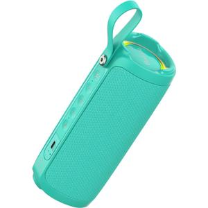 Bobtot Portable Bluetooth Speaker, IPX6 Waterproof Speaker with Punchy Bass, 15W Loud Sound, RGB, 15H Playtime, Dual Pairing for Party, Camping, Beach, Teal