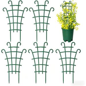 5 Pack Mini Stackable Trellis for Potted Plants, Small Plastic Climbing Plant Support Stakes, Indoor Outdoor DIY Garden Stand Frame for Hoya Pothos Vines Vegetables Flowers