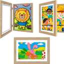 3 Pack Kids Artwork Frames 10x12.5 Inch Changeable Kids Art Frame with Front Opening for Art Display, Horizontally Vertically Wall Mount for Kids Drawing & School Projects (Wood)