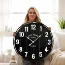 EMAX HOME Large Old Town Farmhouse Black Wall Clock 30 Inch Rustic Antique Wood with Metal Circle and Large Numerals Silent Battery Operated Wall Clock for Office Kitchen Bedroom Living Room