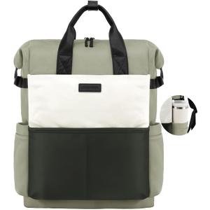 LOVEVOOK Laptop Backpack for Women, 15.6 Inch Work Travel Backpack Purse for School College Bookbag for Teen Girls Cute Computer Bag for Teacher Nurse Business, Green-Beige