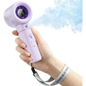 Handheld Portable Fan with Misting, Safety Lock, High Speed & LED Display - Personal Fans Portable Rechargeable, 20000 RPM Turbo Mini Fan for Travel, Outdoor, Home, Office (Purple)