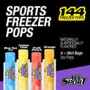 All Sport Freezer Pops, Giant Sized 3oz, 144 CT, Refreshing Ice Pops with Electrolytes, B Vitamins & Potassium Blue Raz Ice, Lemon Lime, Fruit Punch & Orange (EXP 05/01/28)