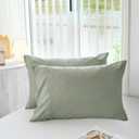 MILDLY Standard Pillowcases Mist Sage - 100% Washed Microfiber Super Soft and Cozy Pillow Cases Set of 2 with Envelope Closure 20x26 Inches