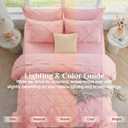 JOLLYVOGUE Queen Comforter Set 7 Pieces - Bed in a Bag Queen for All Season, Pintuck Bedding Comforter Sets with Comforter, Flat Sheet, Fitted Sheet and Pillowcases & Shams, Pink