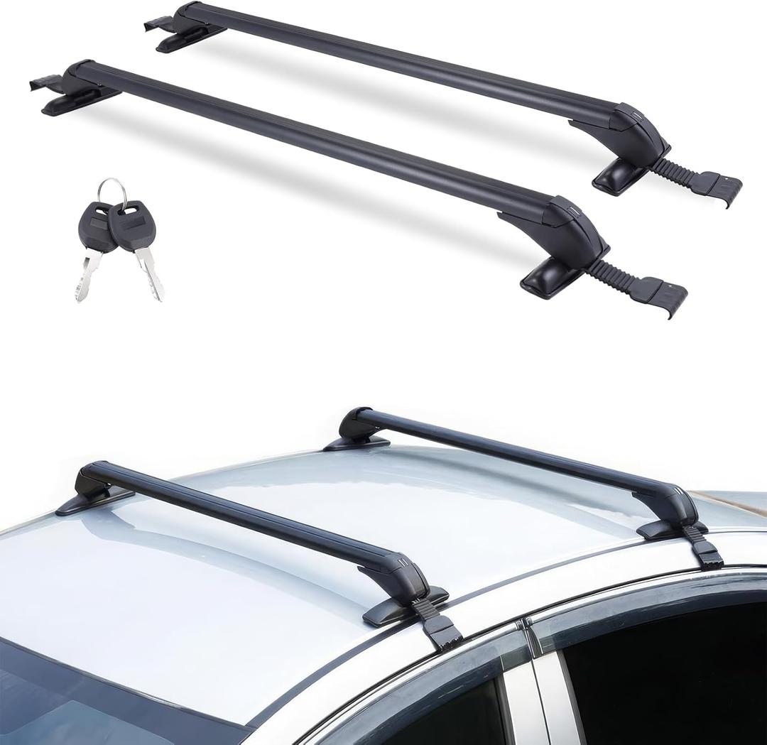 Universal 43" Roof Rack Cross Bars w/Locks, 165 lbs Capacity Heavy Duty Aluminum Car Roof Rack for Bare Roof, Adjustable Versatile Fit Cargo Bars for Kayaks Surfboards Bikes Baskets Tools