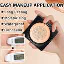 Mushroom Head Air Cushion CC Cream Foundation,2PCS Moisturizing BB Cream Cushion Foundation Makeup,Full Coverage Long Lasting Matte Concealer Base de MaquillajeNatural