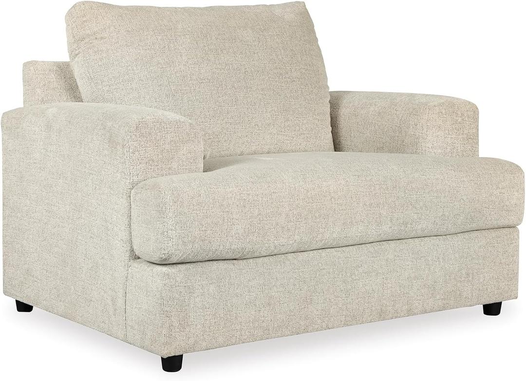 Signature Design by Ashley Soletren Contemporary Chenille Chair and a Half, Off-White