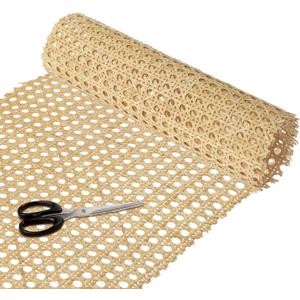 18'' Width Rattan Cane Webbing Roll Caning Material Weave Rattan Fabric Furniture for Caning Projects Pre Woven Open Mesh Cane for Cabinet Bed Chair Repair Material DIY Supplies(2 Feet)