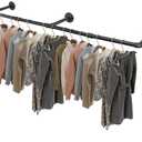 Livabber Industrial Pipe Clothes Rack, Heavy Duty Detachable Iron Garment Rack Wall Mounted, Rustic Saving Space Clothes Bar Multi-Purpose Hanging Rod for Bedroom, Closet, Black (50 Inch)