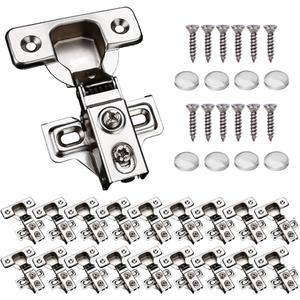 20 Pack Soft Close Cabinet Door Hinges for 1/2 Inch Overlay Cupboard, 105 Degree Opening Angel, Stainless Concealed Kitchen Cabinet Hinges with Mounting Screws, Manual and Door Bumpers