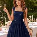Wedtrend Sparkly Cocktail Dresses Ruffle Strap Party 80s Prom Dress for Teens Homecoming Short Formal Dress (Blue, L)