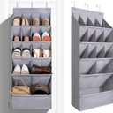 FENTEC 1 Pack Over-the-Door-Shoe-Organizers,Hanging Organizers with Large Pocket Shoe Holder Hanging Shoe Rack for Closet Shoe Organizer for Wall, Over Door Organizer with 15 Pockets Gray (GREY)