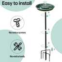 Yiabivo Solar Powered Bird Bath with Fountains for Hummingbirds,Stable Stylish Design with 5-Prong Base Stake Plastic Bird Bath for Outside Lawn Patio Yard Garden