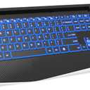 Wireless Keyboard with 7 Colored Backlits, Wrist Rest, Phone Holder, Rechargeable Ergonomic Computer Keyboard with Silent Keys, Full Size Lighted Keyboard for Windows, MacBook, PC, Laptop (Black)
