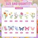 3 x 24pcs Wildflower Baby Shower Decorations And 24pcs Colorful Butterfly Cake Toppers, A Total Of 48pcs, Flower Cupcake Toppers Wildflower Party Decorations