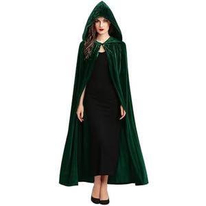 Vampire Cape Velvet Witch Cape with Hood,Gothic Cloak for Halloween Parties, Cosplay & Vampire Costumes for Women Size L