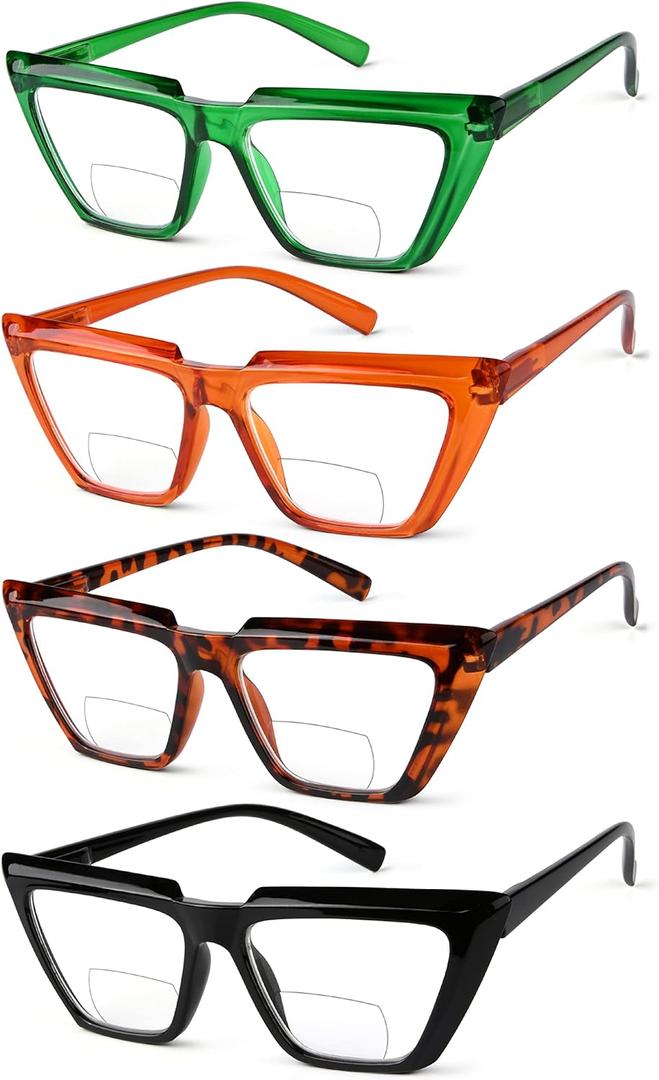 Eyekepper 4-pack Bifocal Reading Glasses for Women Bi-focal Readers (4 Pack Clear Lens Mix Color)