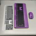 Wireless Keyboard and Mouse Set with Quiet Keys, 2.4G Full Size Purple Keyboard and Mouse with Wrist Rest, Protective Covers, Soft Touch Silent Design for Windows, Computer, PC and Laptop