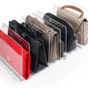 Plastic Purse Organizer Closet - Pack of 2 Handbag Organizer with Adjustable Dividers & Sturdy Base - Purse Storage Organizer for Closet, Space-Saving Handbag Storage Organizer for Shelves