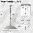 20" Kitchen Pendant Lighting Over Island, Cement Gray Modern Large Pendant Light, Adjustable Hanging Ceiling Light for Kitchen Living Room Dining Room Bedroom Café