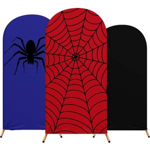 3 Pcs Spider Web Theme Arch Backdrop Cover Wedding Arch Covers Spandex Backdrop Stand 4ft, 5ft, 6ft for Wedding Birthday Banquet Ceremony Photography Party Decoration(Classic)