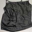 Women's Silk Satin Camisole Cowl Neck Tank Top Cami Silky Basic Tank Shirt Blouses (8-10, M, Black)