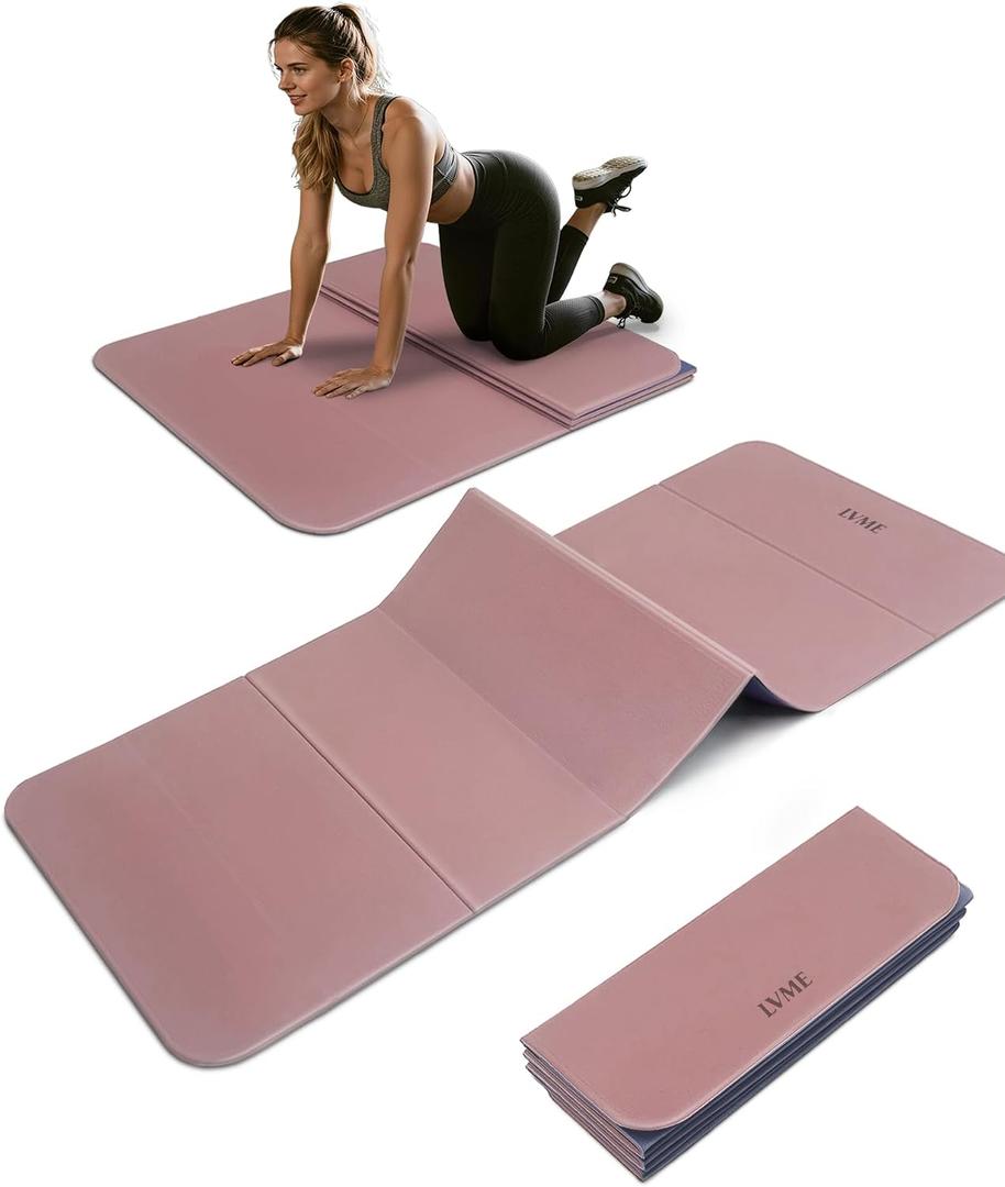 LVME Foldable Yoga Mat, 71"x24"x1/3" Thick(8mm), Non Slip Exercise Mat