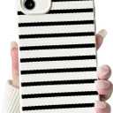 NITITOP Compatible with iPhone 12 Case Cute Stylish Wavy Bars Line for Women Men Girls Durable Slim Soft TPU Shockproof Full Camera Protective Cover - Black