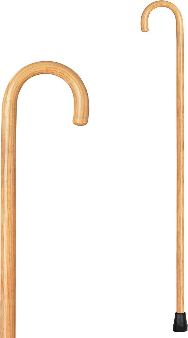 Carex Wooden Walking Cane, Round Handle Wood Cane with Natural Ash Finish and Rubber Tip, Traditional Style Walking Stick for Men and Women, 36 Inch Height, 7/8 Inch Diameter Natural Ash Finish