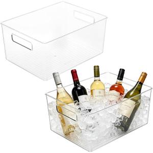 2 PCS Ice Buckets for Parties，Thickened Beverage Tub Large Clear Acrylic Champagne Bucket for Beverage, Wine, Beer, Mimosa Bar Supplies