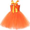 Little Girls 3PCS Halloween Layered Tulle Tutu Dress Headband and Bag Pumpkin Princess Party Cosplay Outfits Clothes (6-7 Years, Orange)