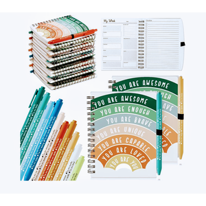 Thenshop 60 Pcs Bulk Mental Health Awareness Gifts: 30 Mental Health Wellness Journals & 30 Self Care Pens for Women Coworker Office Volunteer Docotor Nurse Graduation Appreciation Gifts (Rainbow)