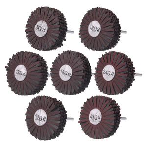 Rocaris 7 Pack Abrasive Cloth Flap Wheel 1/4-Inch Shank for Woodworking Root Carving Furniture Polishing 80, 120, 150, 180, 240, 320, 400 Grit