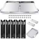 Grill Grease Tray Replacement Parts for Dyna Glo DGF493BNP, DGF510SBP, Backyard Grill BY13-101-001-12, BY14-101-001-02 and BHG Grill Parts, Adjustable 24''-30'' Gas Grill Drip Pan, Heat Plate Shields.