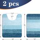 OLANLY Bathroom Rug Set 2 Piece, Soft Absorbent Microfiber Bath Mats and U-Shaped Contour Toilet Rug, Non-Slip, Machine Wash Dry, Plush Shaggy Bath Mats for Bathroom (24"x16"+24"x20", Peacock Blue)