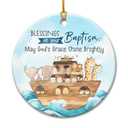 Christmas Baptism Ornament 2025 - Noah's Ark Baptism Gifts for Baby, Boys, Girls, Christening Gifts for Son, Daughter - Ceramic Religious Godchild Ornament from Godparents Hanging Decorations, Pack Of 3